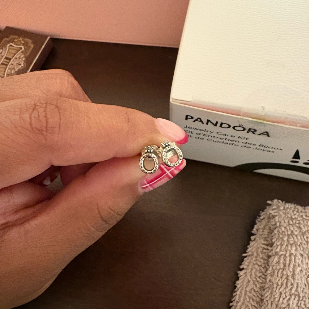Pandora Silver Oval Stud Earrings